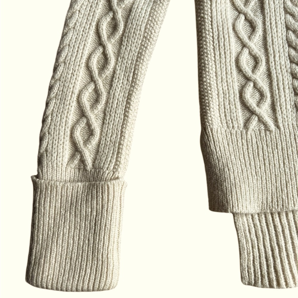 Madewell Women’s Wool Blend Cable Knit Turtleneck Sweater Cream Ivory Warm Sz XS - Picture 2 of 10